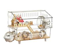 Hábitat para Hámster | Recinto Transparente de 2 Niveles para Mascotas | Jaula Grande con Bebedero y Arenero | para Observación de Animales, Hogar para Mascotas Pequeñas, Interior y Exterior, Viaje