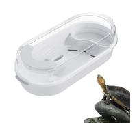Hábitat Transparente de Escritorio para Reptiles con Rampa para Tomar el Sol/Área de Alimentación | Acuario para Tortugas, Tanque de Multizona para Tortugas Bebé, Galápagos, Cangrejos Ermita