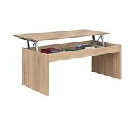 Habitdesign 001638F - Mesa de Centro elevable modelo Zenit, mesita mueble salon comedor acabado en Roble Canadian, Medidas: 102 cm (ancho) x 43/52 cm de (alto) x 50 cm (fondo)