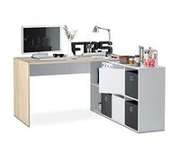 Habitdesign Escritorio Multiposición Reversible, Mesa Estudio, Mesa PC, Modelo Adapta XL, Acabado en Blanco Artik y Roble Canadian