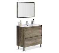 ARKITMOBEL Artikmobel 305040H - Mueble de Baño Dakota con Dos Cajones y Espejo, 80 X 80 X 45 cm, Color Nordik