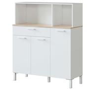 Habitdesign Alacena de Cocina, Aparador Comedor, Mueble Auxiliar 3 Puertas + 1 Cajon y Estante Interior, Color Blanco Artik y Roble Canadian, Medidas: 108 (Ancho) x 126 (Alto) x 40 (Fondo) En cm