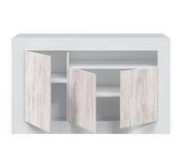 Habitdesign Aparador 3 Puertas, Buffet para Salon, Armario Auxiliar, Modelo Baltik, Acabado en Color Blanco Artik y Blanco Velho, Medidas: 144 cm (Ancho) x 87 cm (Alto) x 42 cm (Fondo)