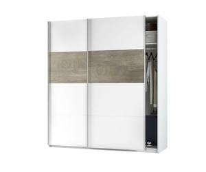 Habitdesign ARM182A - Armario 2 Puertas Correderas para Dormitorio o Habitación, Modelo Aikos, Acabado en Blanco Artik y Roble Alaska, Medidas: 180 cm (Largo) x 200 cm (Alto) x 60 cm (Fondo)
