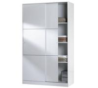 Habitdesign Armario 2 Puertas Correderas, 200x120x50 (AltoxAnchoxFondo - en cm), Armario Dormitorio, Barra de Colgar y Estantes, Color Blanco Brillo