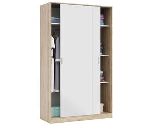 Habitdesign Armario 2 Puertas Correderas y Estantes, 200x120x50 (AltoxAnchoxFondo - en cm). Ropero Dormitorio Principal, Armario Infantil, Color Blanco Artik y Roble Canadian