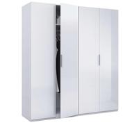 Habitdesign Armario 4 Puertas, 200 cm (Alto) x 180 cm (Ancho) x 52 cm (Fondo), Ropero Grande 4 Puertas, Color Blanco Brillo
