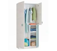 Habitdesign Armario Juvenil, Acabado en Color Blanco Alpes y Verde Acqua, Medidas: 90 cm (Largo) x 200 cm (Alto) x 52 cm (Fondo)