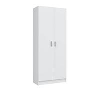Habitdesign Armario Multiusos, Escobero 2 Puertas 3 Estantes, 180x73x37 (AltoxAnchoxFondo - en cm), Color Blanco Mate