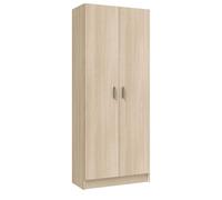 Habitdesign Armario Multiusos, Escobero, 2 Puertas, Acabado en Color Roble, Medidas: 73 cm (Ancho) x180 cm (Alto) x 37 cm (Fondo)