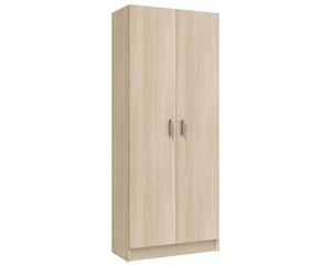 Habitdesign Armario Multiusos, Escobero 2 Puertas 3 Estantes, 180x73x37 (AltoxAnchoxFondo - en cm), Color Roble