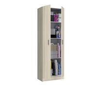 Habitdesign Armario Multiusos Estrecho 2 Puertas 3 Estantes, 180x59x37 (AltoxAnchoxFondo - en cm), Armario Auxiliar Estrecho Color Roble