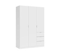 Habitdesign Armario Ropero 3 Puertas y 3 Cajones, Armario Alto Dormitorio, 200x135x52 (AltoxAnchoxFondo-en cm), Color Blanco