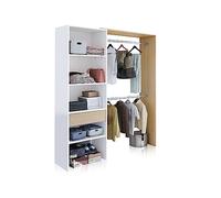 Habitdesign Armario Vestidor, Armario 2 Barras, 4 Baldas y 1 Cajón, Vestidor Reversible, Acabado en Blanco Artik y Roble, Medidas: 158 cm (Ancho) x 187 cm (Alto) x 40 cm (Fondo)