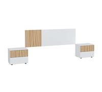 Habitdesign Cabecero De Cama Matrimonial Y Mesitas Ethna Blanco Artik Y Natur De Dormitorio 266x34 Cm