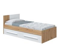 Habitdesign Cama Individual con 2 Cajones, Cama Juvenil, Cama Infantil, Modelo Noa, Acabado enBlanco Artik y Roble Nodi, Medidas: 196 cm (Largo) x 97 cm (Ancho) x 77 cm (Alto), 017436W