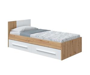 Habitdesign - Cama Individual Juvenil con 2 Cajones, Reversible, Color Blanco Artik y Roble Nodi, 196x97x77 cm - Modelo Noa (Sin Somier)