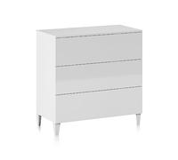 Habitdesign Cómoda 3 Cajones, 76x80x40 (AltoxAnchoxFondo-en cm), Cajonera Dormitorio Color Blanco Brillo, Modelo Loft