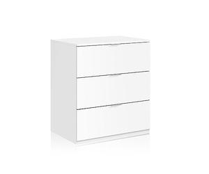 Habitdesign Cómoda 3 Cajones, 80x77x38 (AltoxAnchoxFondo-en cm), Cajonera Dormitorio Color Blanco Artik, Modelo LowCost