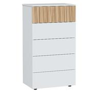Habitdesign Cómoda 5 Cajones, 109x61x40 (AltoxAnchoxFondo-en cm), Sinfonier 5 Cajones Color Blanco Artik y Natur, Modelo Ethna