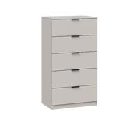 Habitdesign - Cómoda de Dormitorio con 5 Cajones, Sinfonier Estrecho para Espacios Pequeños, Cajonera Alta de Madera, Estilo Nórdico Minimalista, Color Cachemir, 110x60x40 cm, Modelo Alaya