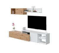 Habitdesign Conjunto de Salon Reversible, Mueble de Salon, Modulos de Comedor, Modelo Julia, Acabado en Roble Nodi y Blanco Artik, Medidas: 221 cm (Ancho) x 44 cm (Alto) 40cm (Fondo), Grande, 016647W