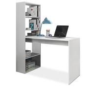Habitdesign Mesa de Ordenador, Escritorio con Estanteria Reversible, Blanco Artik, Modelo Duplo, Medidas: 120 cm (Ancho) x 53 cm (Fondo) x 144 cm (Alto)