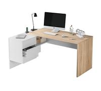 Habitdesign Escritorio con Cajonera, Mesa de Oficina, Modelo Office BUC, Acabado en Blanco Artik y Roble Cananadian, Medidas: 145 cm (Largo) x 102 cm (Fondo) x 73 cm (Alto)