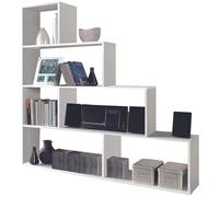 Habitdesign Estantería Klum en Color Blanco Brillo, Fabricada en Melamina, Mueble de Salón, 10 Espacios 145x145x29 cm