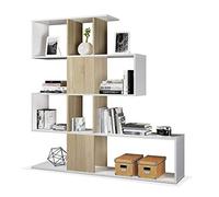 Habitdesign Estantería Librería, Salón, Comedor o Despacho, Modelo Zig-Zag, Acabado en Blanco Artik y Roble Canadian, Medidas: 145 cm (Alto) x 145 cm (Ancho) x 29 cm (Fondo)
