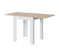 Habitdesign - Mesa Auxiliar Extensible para Cocina, Color Blanco Artik y Roble Canadian, 67-134x67x79 cm - Modelo Livre