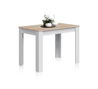 Habitdesign - Mesa Auxiliar Fija, Mesa para Comedor o Cocina, hasta 4 Comensales, Color Blanco Artik y Roble Canadian, 108,5x67x78 cm - Modelo Cloe