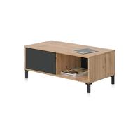 Habitdesign Mesa de Centro con 2 Huecos, Mesa Auxiliar, Modelo Brooklyn, Acabado en Roble Nodi y Gris Antracita, Medidas: 100 cm (Largo) x 50 cm (Ancho) x 40 cm (Alto), Pequeña, 0Z1641W