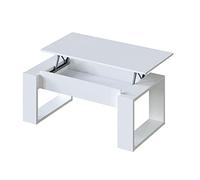 Mesa de Centro elevable, Mesita para Salon, Mesa Auxiliar, Modelo Nova, Acabado en Color Blanco Artik, Medidas: 105 cm (Largo) x 55 cm (Ancho) x 45-54 cm (Fondo)