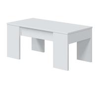 Habitdesign - Mesa de Centro Elevable para Salón o Comedor, Mesa de Café Elevable, Color Blanco Artik, 100x50x45-57 cm - Modelo Coffee Table