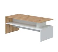 Habitdesign - Mesa de Centro para Salón, Mesa de Café Moderna, Color Roble Nody y Blanco Artik, 43x108x50 cm - Modelo Lyra