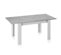 Habitdesign Mesa de Comedor Extensible Kendra, Acabado Blanco Artik y Gris Cemento