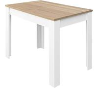 Habitdesign 0F4586 - Mesa de Comedor Extensible de 140 a 190cm, Mesa Salon Color Blanco Artik y Roble Canadian, Medidas: 90 Ancho x 140 Largo x 78 Altura