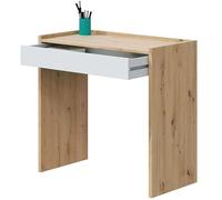 Habitdesign Mesa de Estudio con 1 Cajon, Mesa de Oficina o Escritorio, Modelo Noa, Acabado en Blanco Artik y Roble Nodi, Medidas: 81,5 cm (Largo) x 40 cm (Ancho) x 77 cm (Alto)
