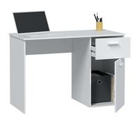 Habitdesign Mesa de Estudio con 1 Cajon y 1 Puerta, Mesa de Escritorio o Despacho, Modelo Just, Acabado en Color Blanco Artik, Medidas: 108 cm (Largo) x 73 cm (Alto) x 50 cm (Fondo)
