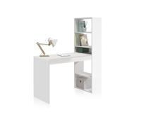 Habitdesign Mesa de Ordenador, Escritorio con Estanteria Reversible, Blanco Artik, Modelo Duplo, Medidas: 120 cm (Ancho) x 53 cm (Fondo) x 144 cm (Alto)