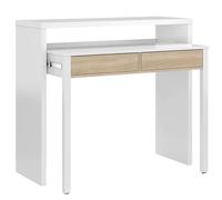 Mesa de escritorio extensible bureau blanco artik (blanco mate) - roble canadian 98,5 x 87,5 x 36-66 cm
