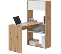 Habitdesign Mesa-Estantería Reversible de 3 Posiciones, Escritorio, Librería, Sistema de Almacenaje, Modelo Duo, Acabado en Color Roble Nodi y Blanco Artik