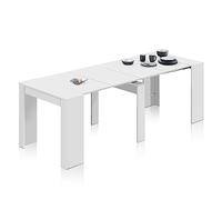 Habitdesign - Mesa Extensible para Comedor, Mesa Ampliable para Salón o Cocina - 5 Posiciones y hasta 10 Comensales - Blanco Brillo - 50-235x90x78 cm - Modelo Consola