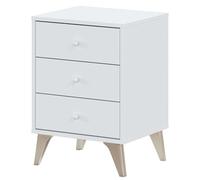 Habitdesign - Mesita de Noche con 3 Cajones y Patas, Color Blanco Artik, 56x40x33,5 cm - Modelo Sweet