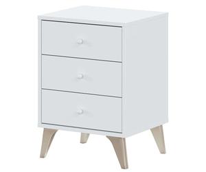 Habitdesign - Mesita de Noche con 3 Cajones y Patas, Color Blanco Artik, 56x40x33,5 cm - Modelo Sweet