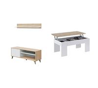 Habitdesign Modulo TV con Estante, Mueble de Salon, Juego de Muebles + Mesa de Centro Elevable, Mesita de Salón o Comedor, Modelo LC