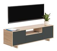 Habitdesign Modulo TV, Mueble de Salon, Juego de Muebles, Modelo Zaira, Acabado en Roble Canadian y Gris Antracita, Medidas: 150 cm (Ancho) x 46 cm (Alto) 41 cm (Fondo)