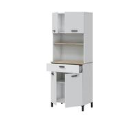 Habitdesign Mueble Cocina 4 Puertas + 1 Cajón, Modelo Kira, Acabado Blanco Artik y Natur, Medidas: 185 cm (Alto) x 72 cm (Ancho) x 40 cm (Fondo)