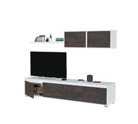 Habitdesign Mueble de Salon Alida, Blanco Artik y Oxido | Moderno, Módulos de Comedor, 200 cm Ancho x 43 cm Alto x 41 cm Fondo